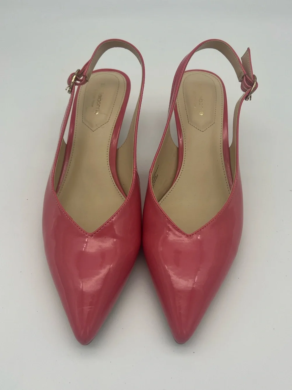 Liz Claiborne Slingback Kitten Heel Pink Women’s size 9 pointed toe shoes patent